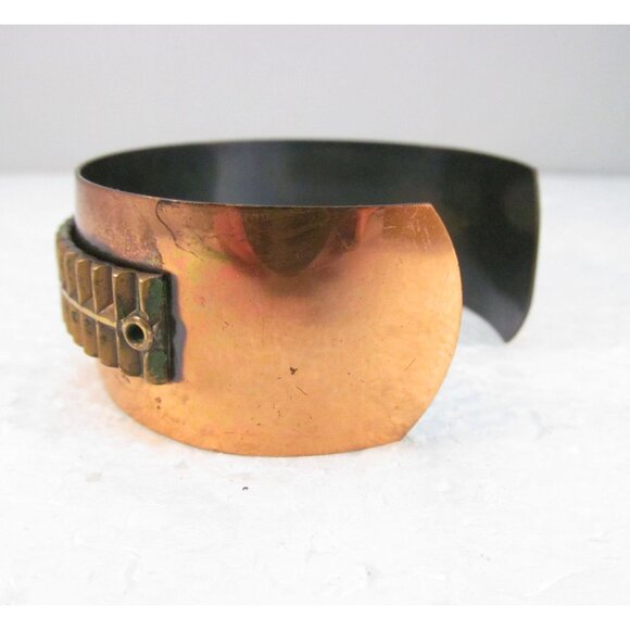 Vintage Southwestern Genuine Copper Cuff Bracelet with Textured Design - Picture 11 of 14